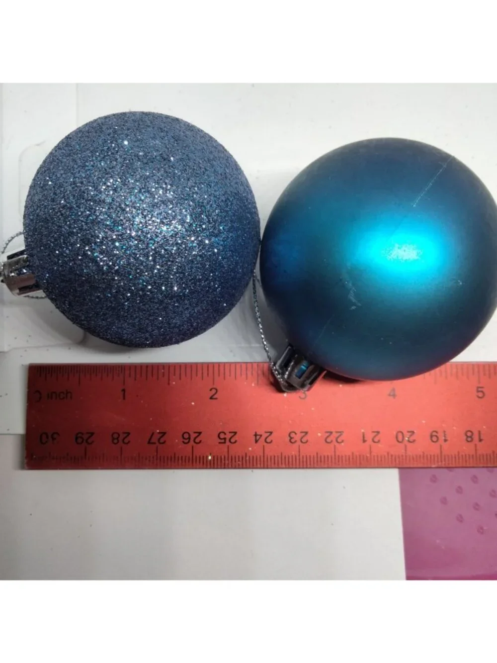 Blue Shatterproof Christmas Ornaments Glitter Matte lot 2